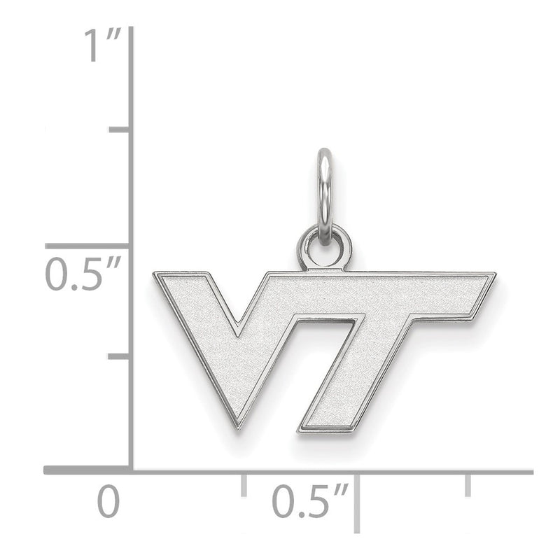 Sterling Silver Rhodium Plated Logoart Virginia Tech V T Extra Small Pendant