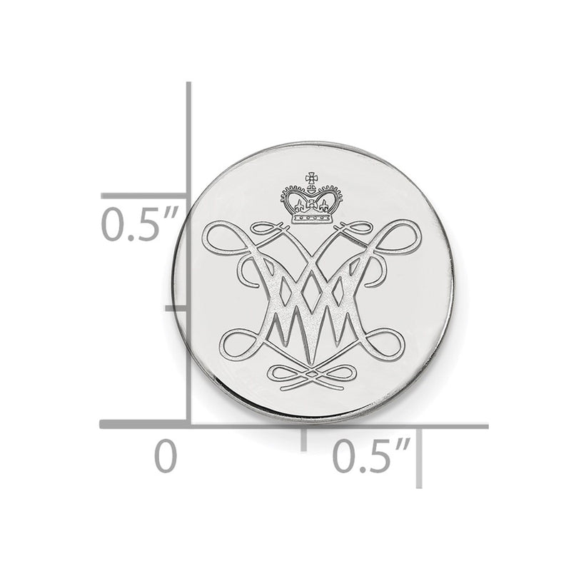 Sterling Silver Rhod-Pltd Logoart College of William and Mary Lapel Pin