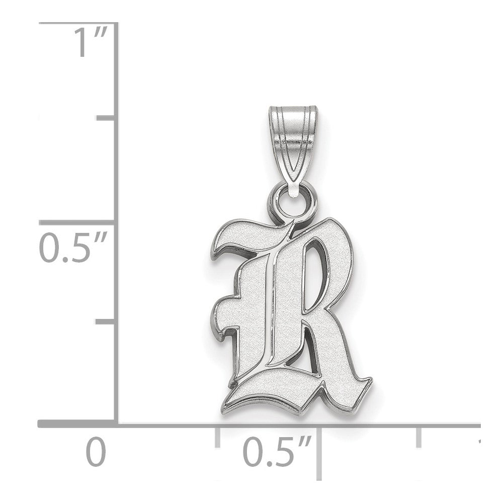 10K White Gold Logoart Rice University Letter R Small Pendant