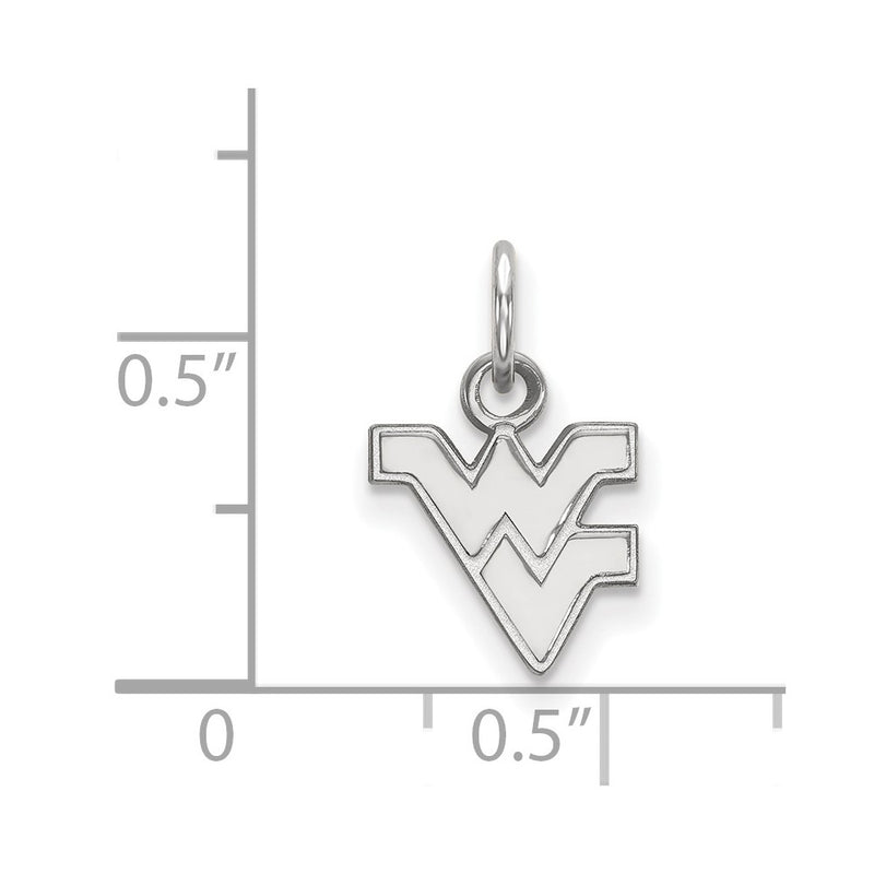Sterling Silver Rhodium Plated Logoart West Virginia University W V Extra Small Pendant