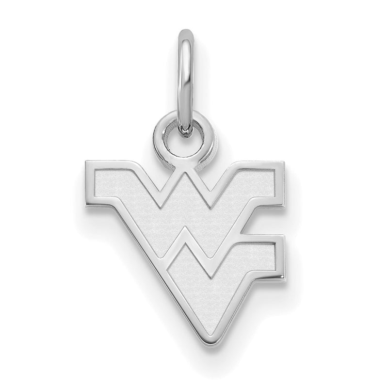 Sterling Silver Rhodium Plated Logoart West Virginia University W V Extra Small Pendant