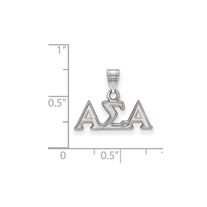 Sterling Silver Rhodium Plated Logoart Alpha Sigma Sorority Greek Letters Small Pendant