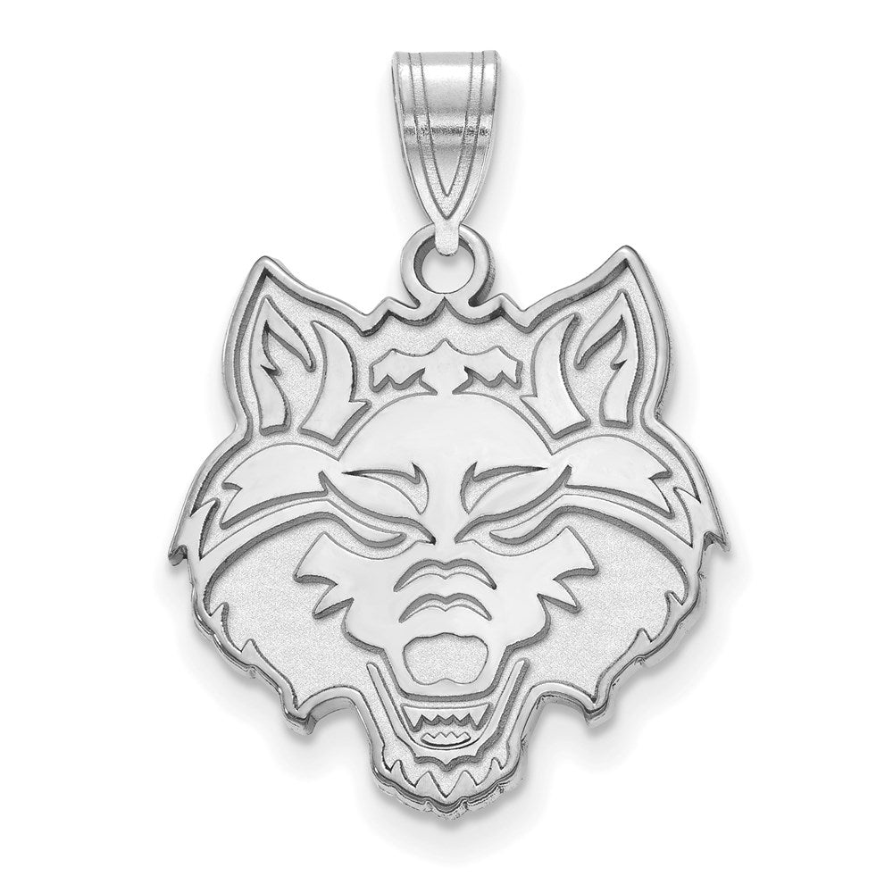 10K White Gold Logoart Arkansas State University Wolf Large Pendant