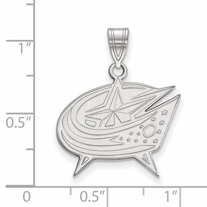 10K White Gold Nhl Logoart Columbus Blue Jackets Large Pendant