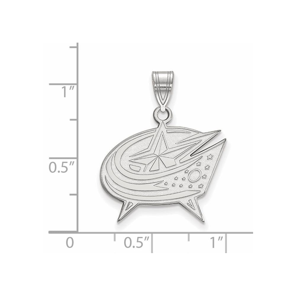 14K White Gold Nhl Logoart Columbus Blue Jackets Large Pendant