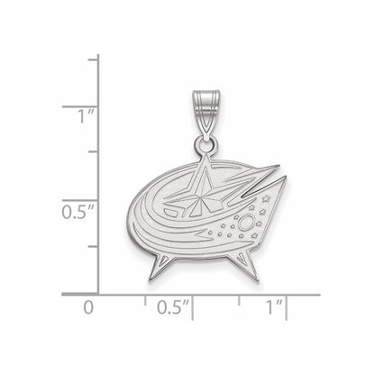 14K White Gold Nhl Logoart Columbus Blue Jackets Large Pendant