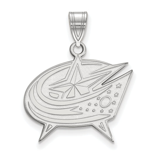 10K White Gold Nhl Logoart Columbus Blue Jackets Large Pendant