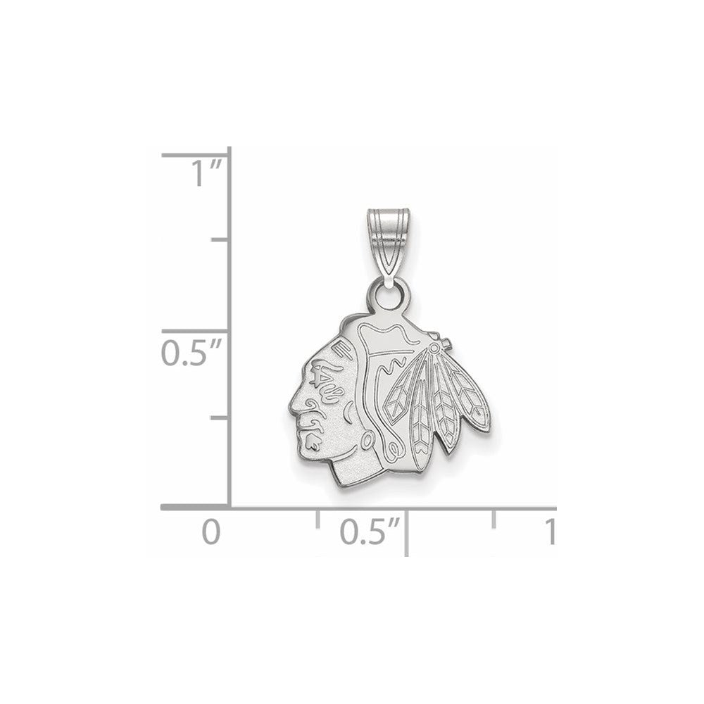Sterling Silver Rhodium Plated Nhl Logoart Chicago Blackhawks Small Pendant