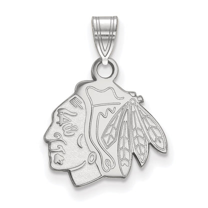 10K White Gold Nhl Logoart Chicago Blackhawks Small Pendant