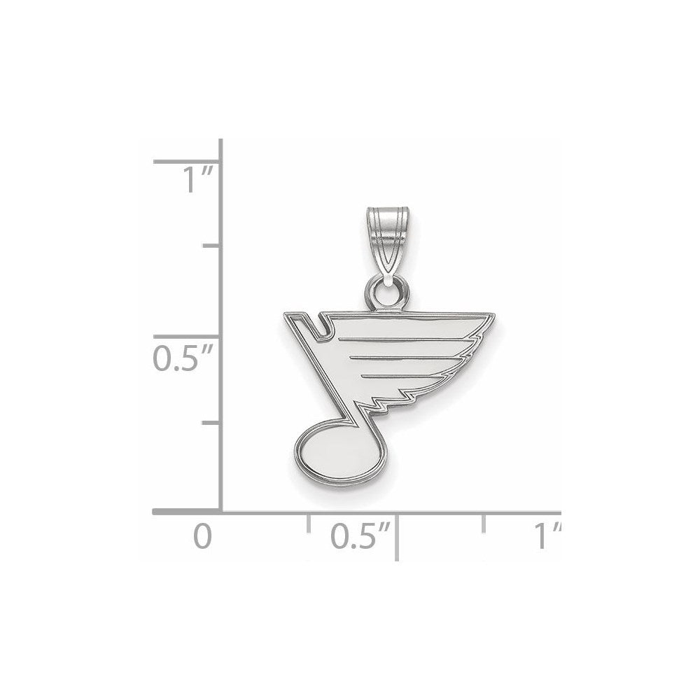Sterling Silver Rhodium Plated Nhl Logoart St. Louis Blues Small Pendant