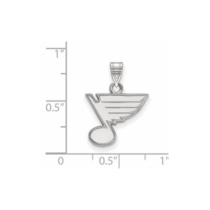 Sterling Silver Rhodium Plated Nhl Logoart St. Louis Blues Small Pendant