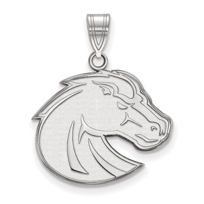 Sterling Silver Rhodium Plated Logoart Boise State University Bronco Large Pendant