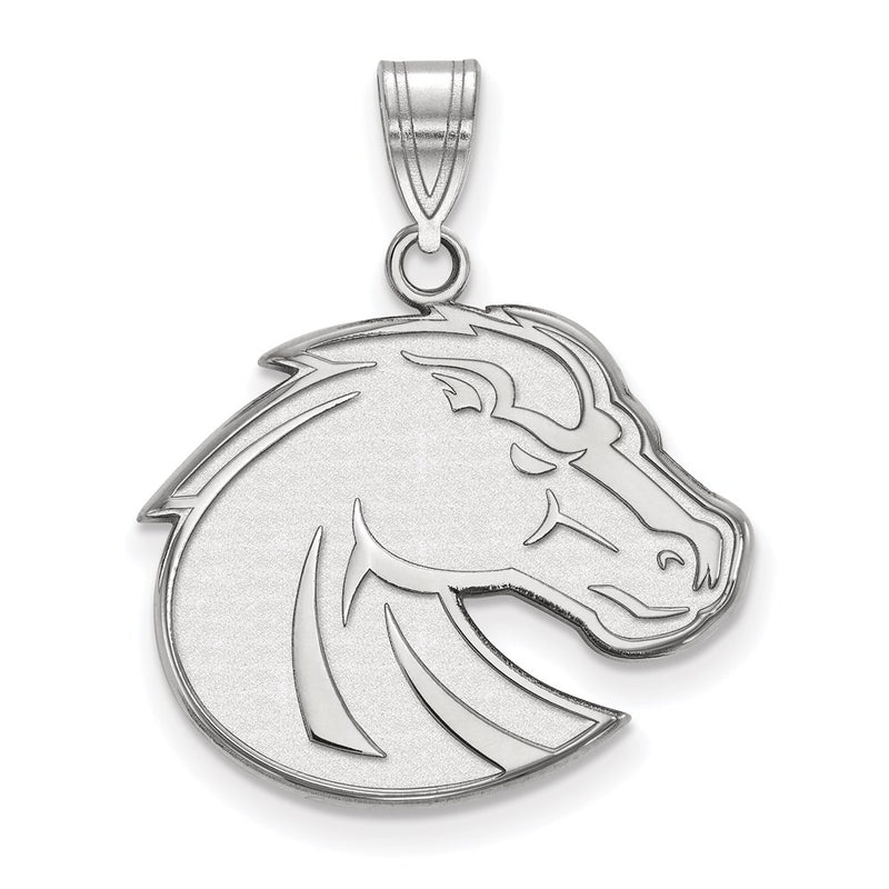 Sterling Silver Rhodium Plated Logoart Boise State University Bronco Large Pendant