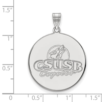 Sterling Silver Rhodium Plated Logoart California State University San Bernardino Coyotes Extra Large Disc Pendant