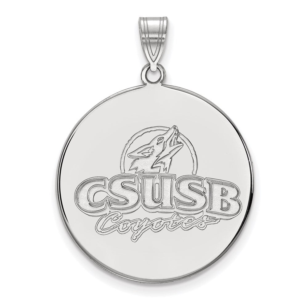 Sterling Silver Rhodium Plated Logoart California State University San Bernardino Coyotes Extra Large Disc Pendant