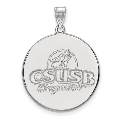 Sterling Silver Rhodium Plated Logoart California State University San Bernardino Coyotes Extra Large Disc Pendant