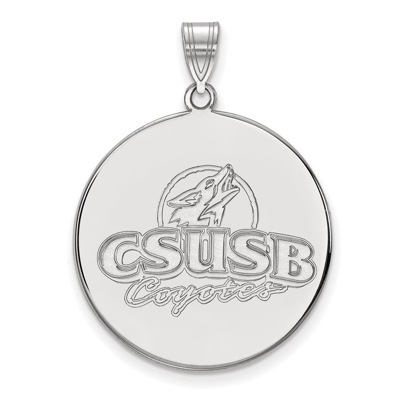 10K White Gold Logoart California State University San Bernardino Coyotes Extra Large Disc Pendant