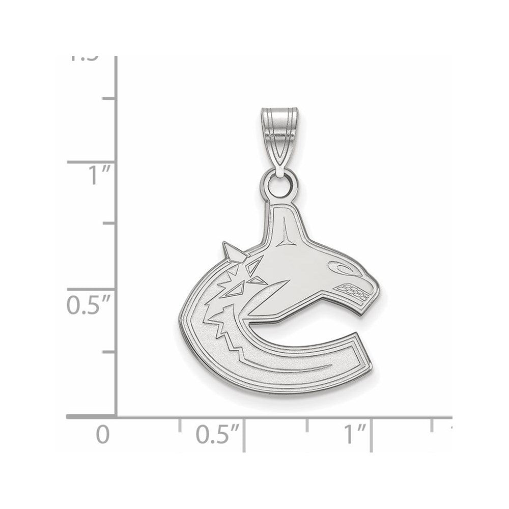 Sterling Silver Rhodium Plated Nhl Logoart Vancouver Canucks Large Pendant