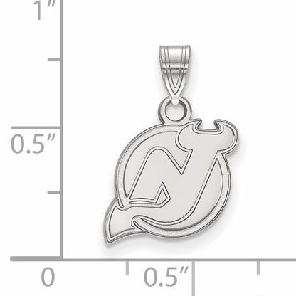10K White Gold Nhl Logoart New Jersey Devils Small Pendant