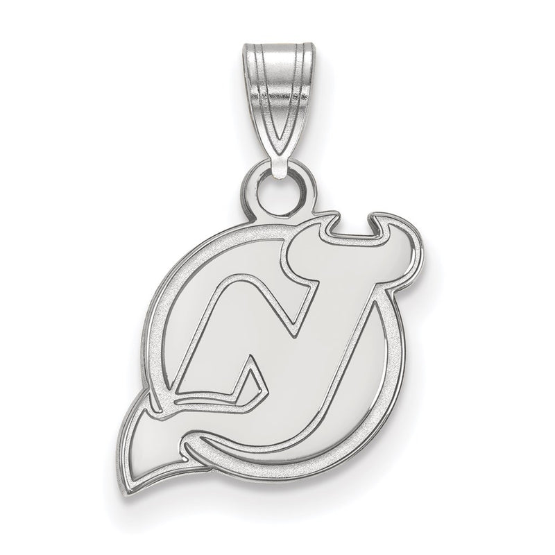 14K White Gold Nhl Logoart New Jersey Devils Small Pendant