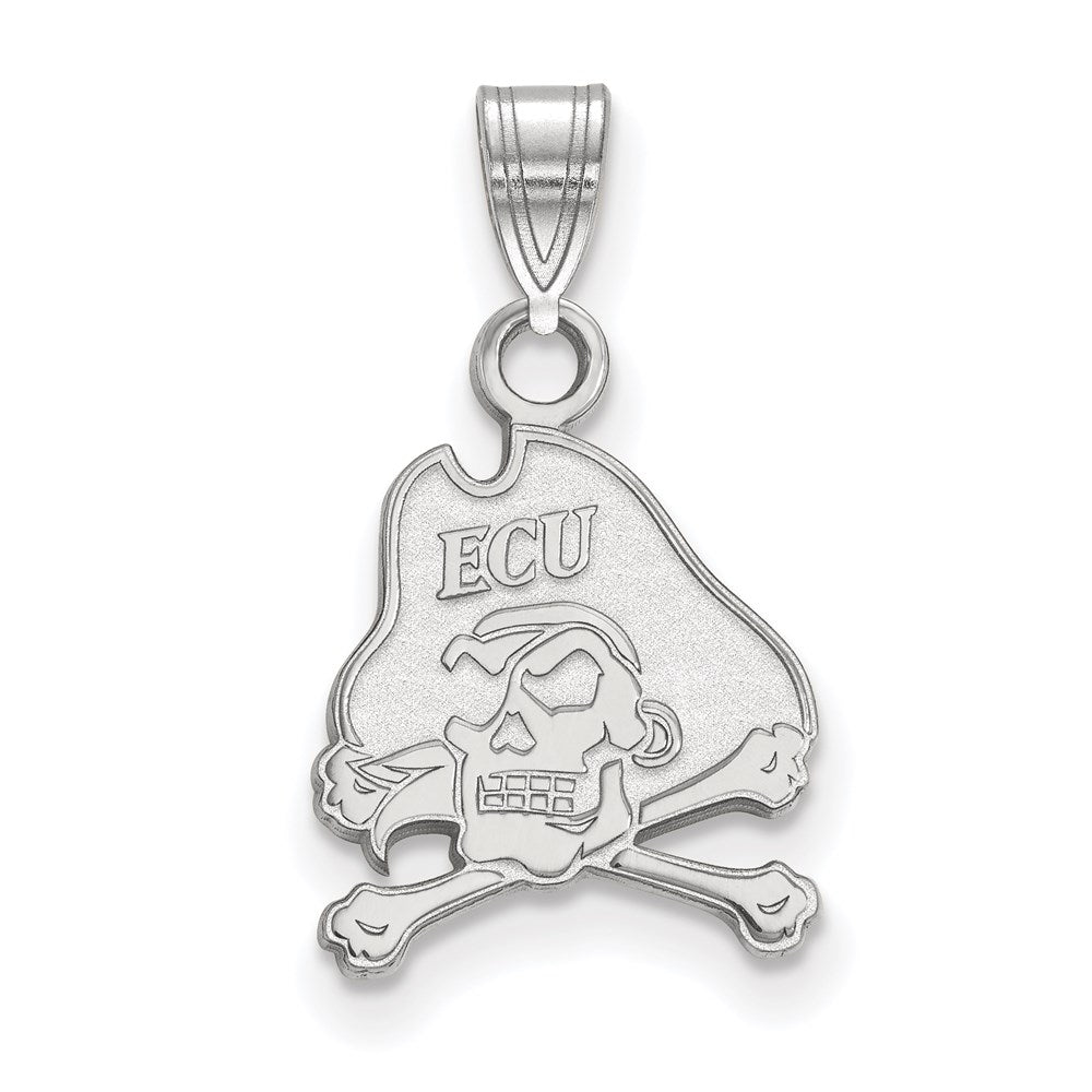 Sterling Silver Rhodium Plated Logoart East Carolina University Pirate Small Pendant