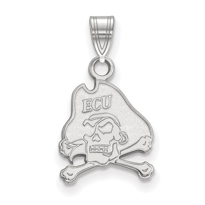 Sterling Silver Rhodium Plated Logoart East Carolina University Pirate Small Pendant