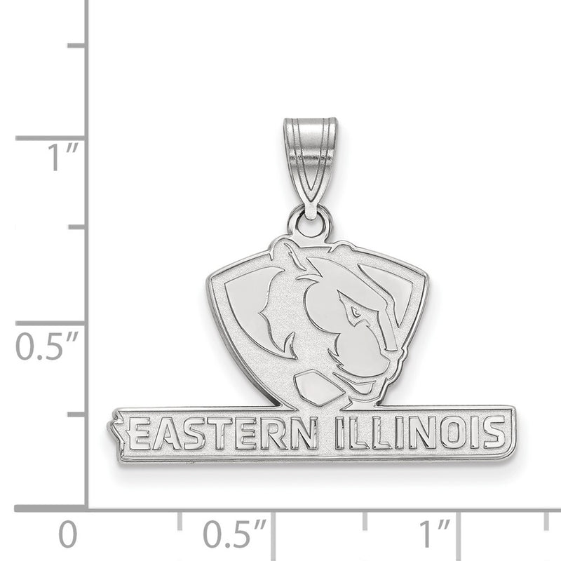 Sterling Silver Rhodium Plated Logoart Eastern Illinois University Medium Pendant