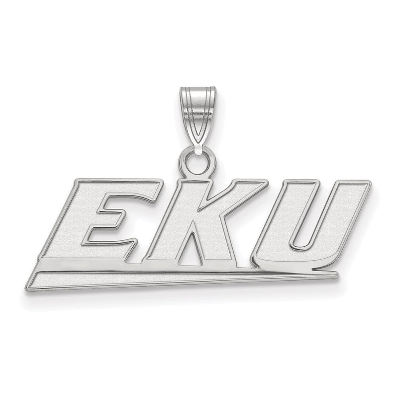 Sterling Silver Rhodium Plated Logoart Eastern Kentucky University E K U Small Pendant
