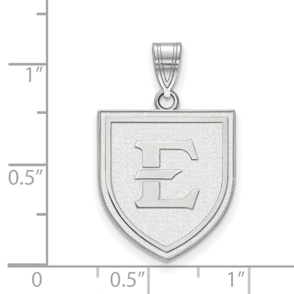 Sterling Silver Rhodium Plated Logoart East Tennessee State University Letter E Shield Large Pendant