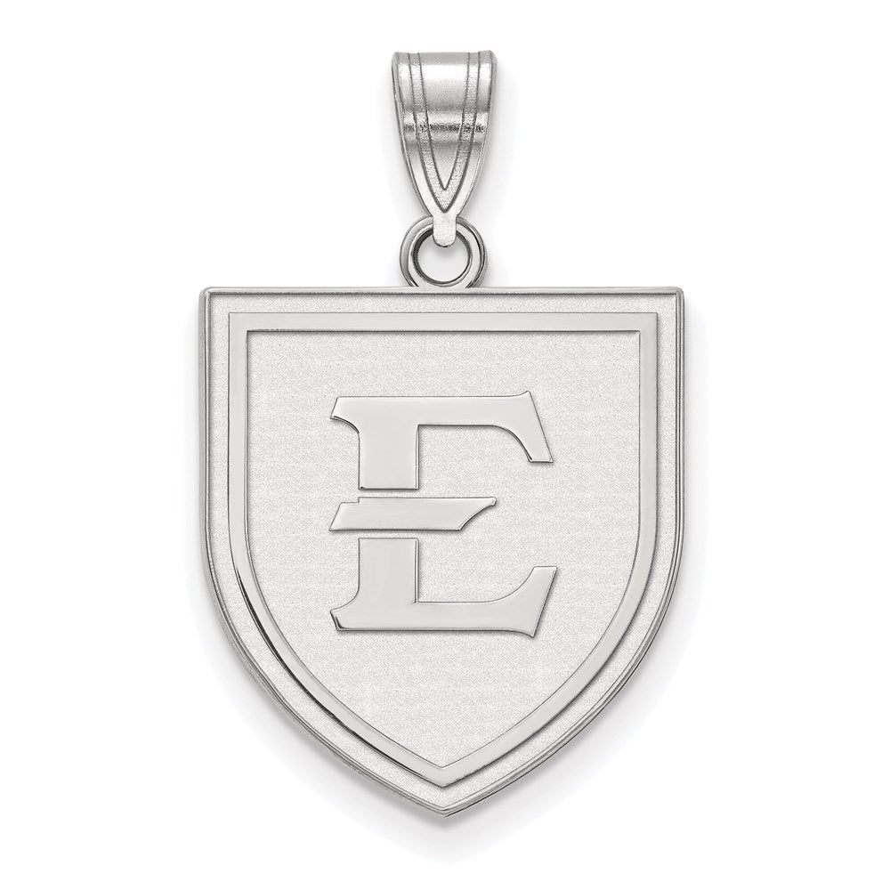 Sterling Silver Rhodium Plated Logoart East Tennessee State University Letter E Shield Large Pendant