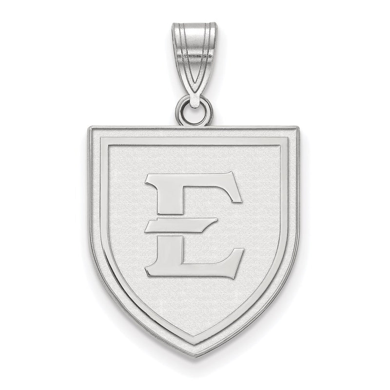 Sterling Silver Rhodium Plated Logoart East Tennessee State University Letter E Shield Large Pendant