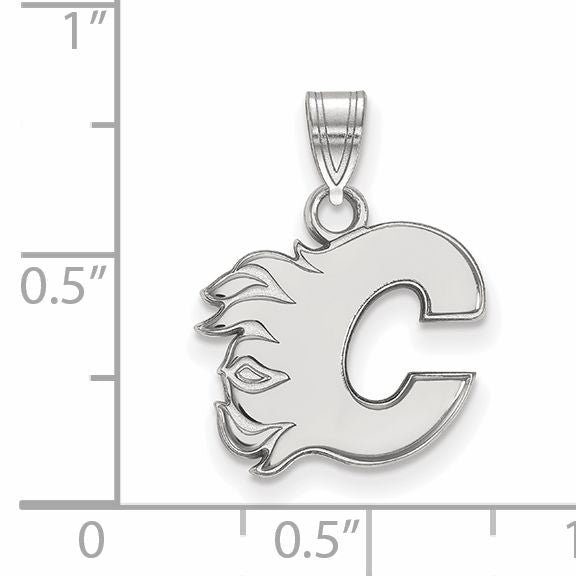 10K White Gold Nhl Logoart Calgary Flames Letter C Small Pendant