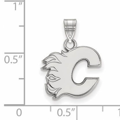 10K White Gold Nhl Logoart Calgary Flames Letter C Small Pendant