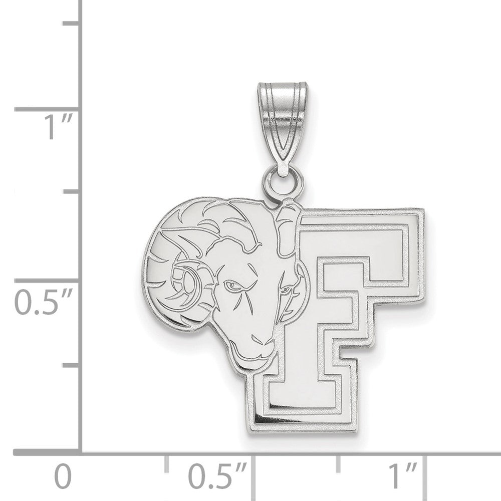 Sterling Silver Rhodium Plated Logoart Fordham University Ram Large Pendant
