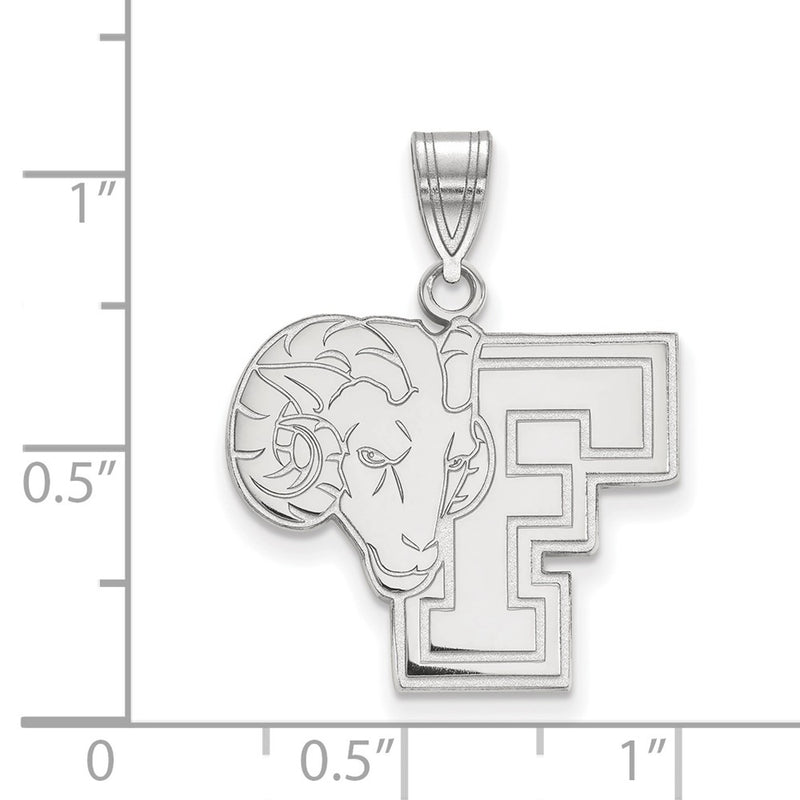 Sterling Silver Rhodium Plated Logoart Fordham University Ram Large Pendant