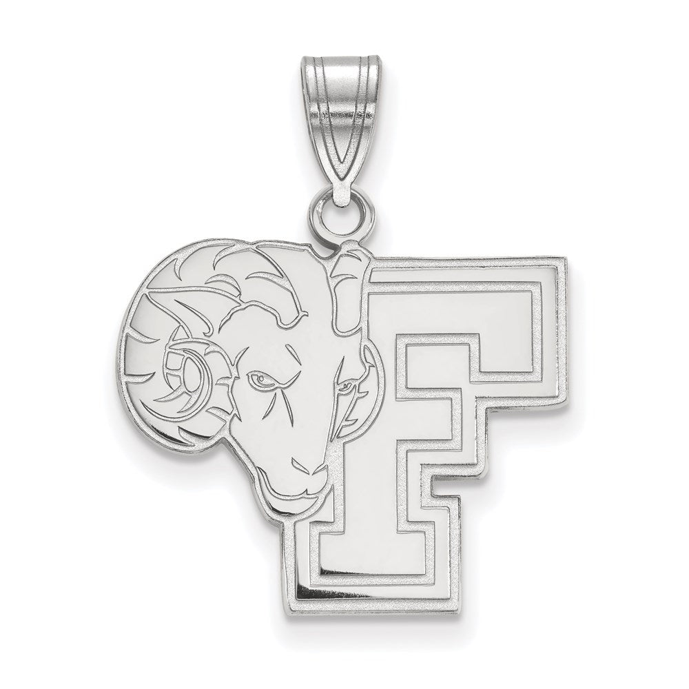 Sterling Silver Rhodium Plated Logoart Fordham University Ram Large Pendant