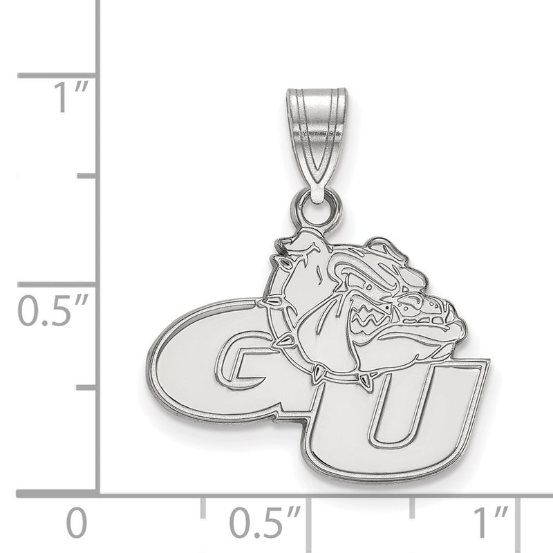 Sterling Silver Rhodium Plated Logoart Gonzaga University G U Bulldog Medium Pendant