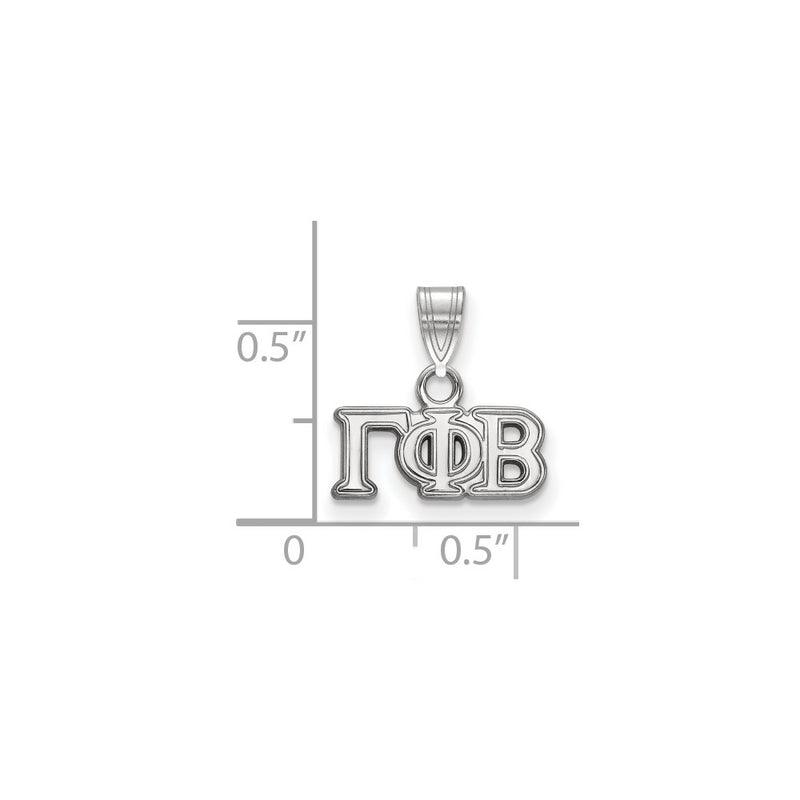 Sterling Silver Rhodium Plated Logoart Gamma Phi Beta Sorority Greek Letters Small Pendant
