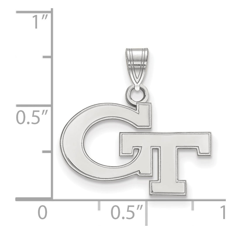 10K White Gold Logoart Georgia Institute Of Technology G T Small Pendant