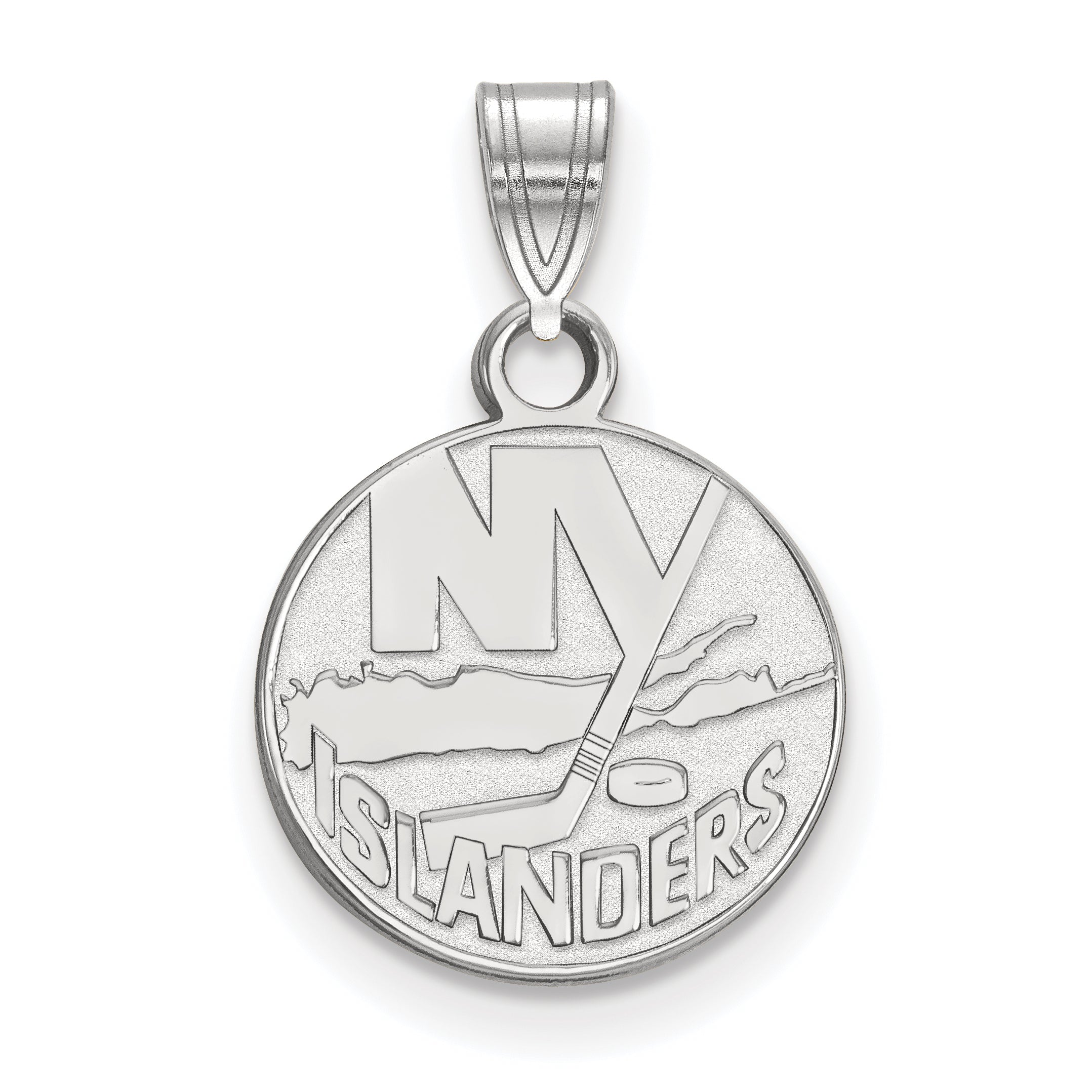10K White Gold Nhl Logoart New York Islanders Small Pendant