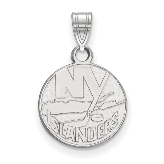 10K White Gold Nhl Logoart New York Islanders Small Pendant