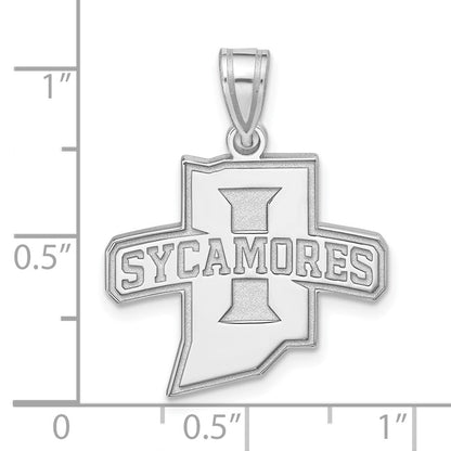 10K White Gold Logoart Indiana State University Sycamores Large Pendant