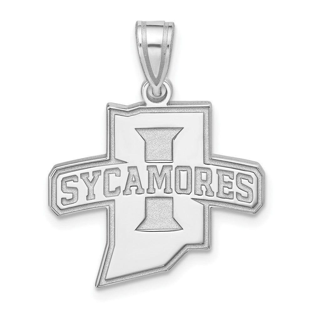 10K White Gold Logoart Indiana State University Sycamores Large Pendant