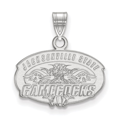 Sterling Silver Rhodium Plated Logoart Jacksonville State University Small Pendant