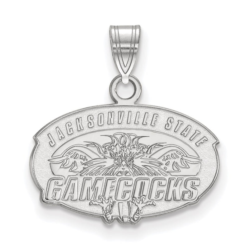 Sterling Silver Rhodium Plated Logoart Jacksonville State University Small Pendant
