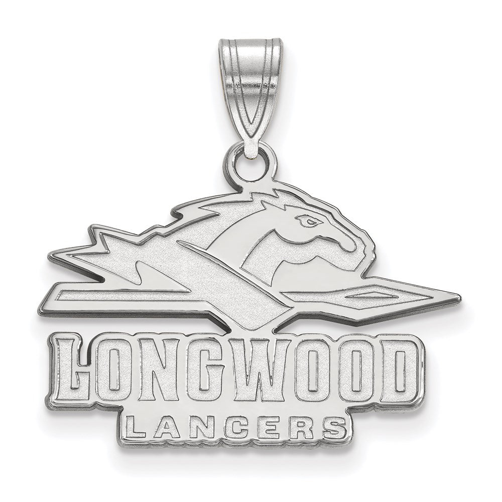 Sterling Silver Rhodium Plated Logoart Longwood University Lancers Medium Pendant
