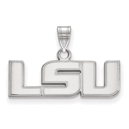 10K White Gold Logoart Louisiana State University L S U Small Pendant