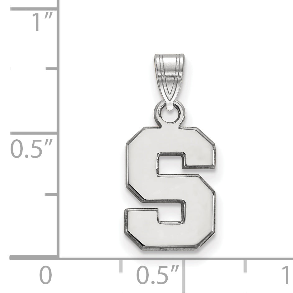 10K White Gold Logoart Michigan State University Letter S Small Pendant