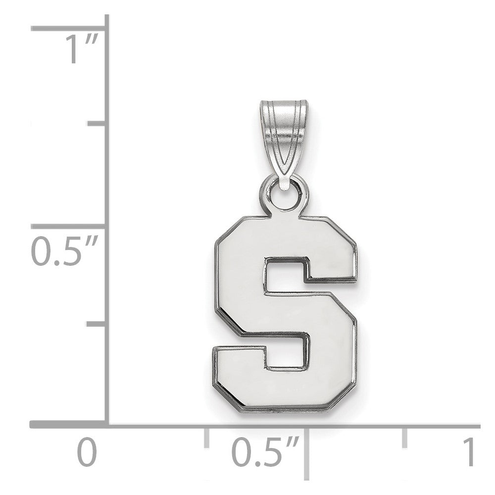 Sterling Silver Rhodium Plated Logoart Michigan State University Letter S Small Pendant