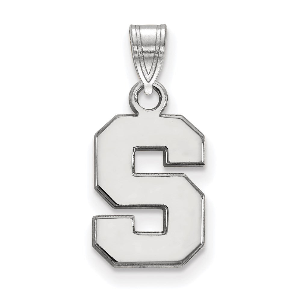 14K White Gold Logoart Michigan State University Letter S Small Pendant